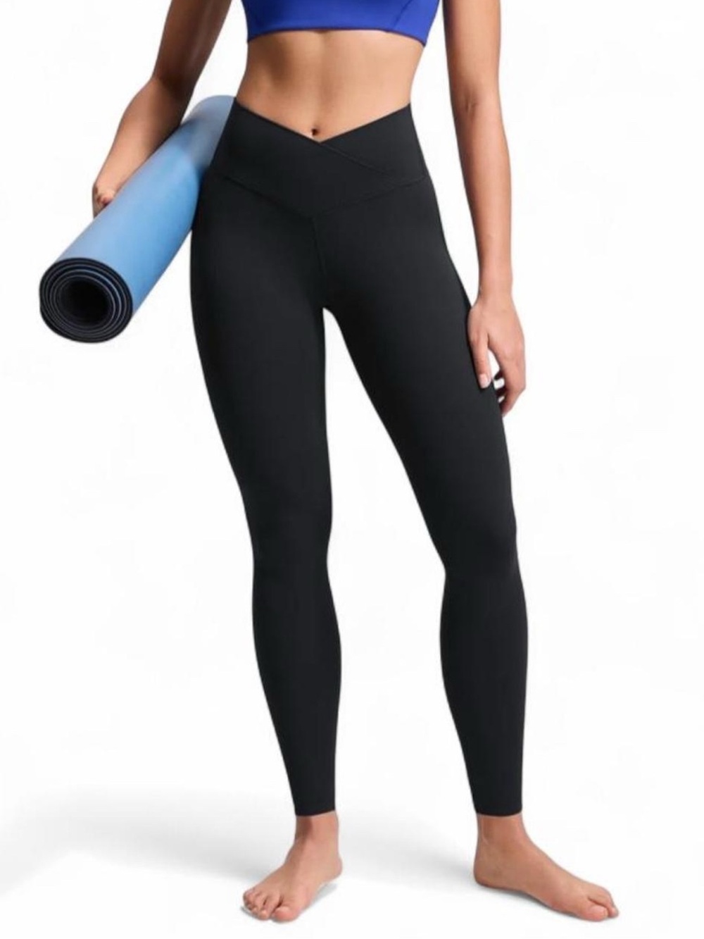 CRZ YOGA Black High-Waist V-Front Yoga Leggings